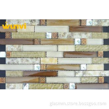 Swimming Pools Wavy Glass Mosaic Tile , Washable Outdoor Mo